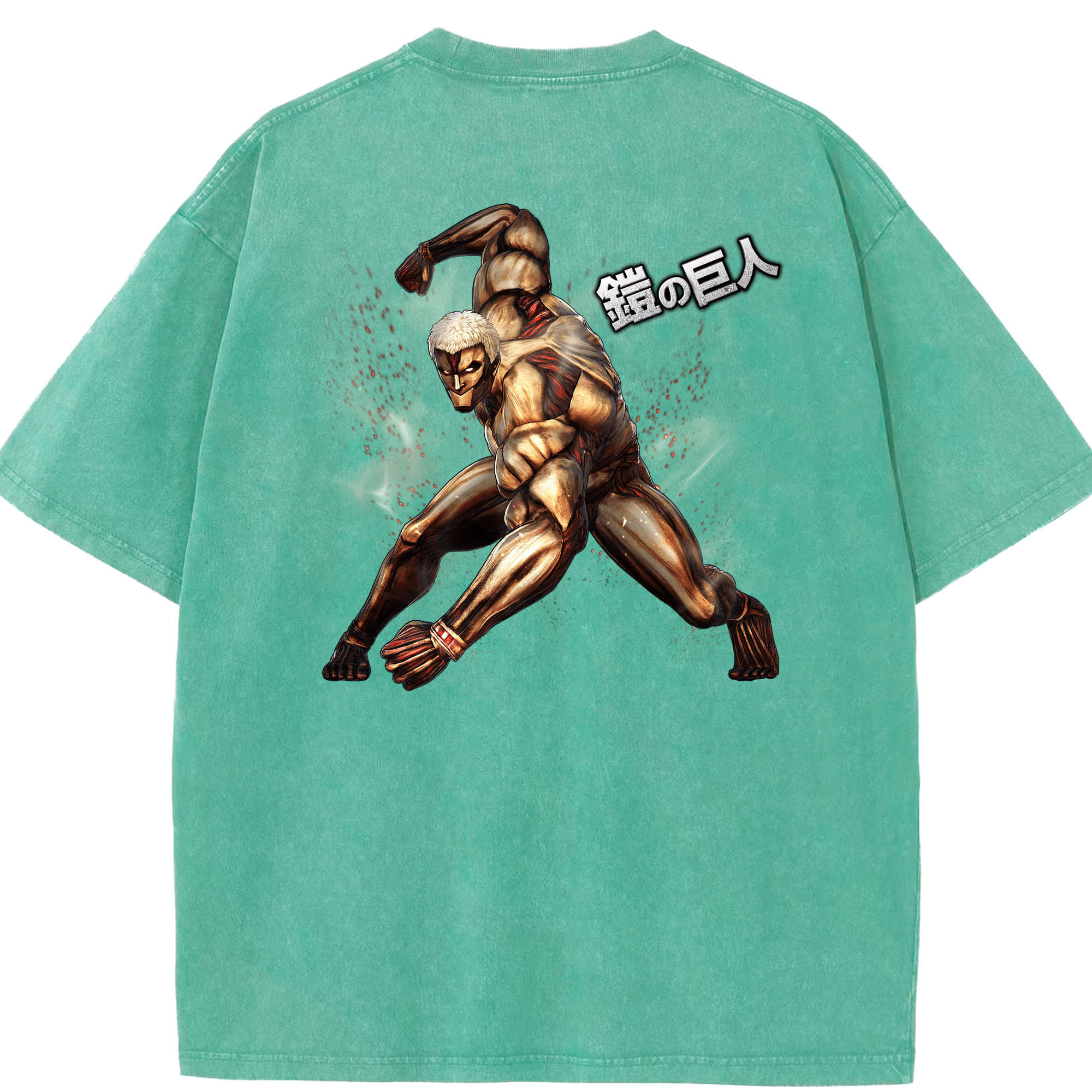 （画像用） 進撃の巨人 Attack on Titan 綿100% ヴィンテージ風 半袖Tシャツ（背面プリント）